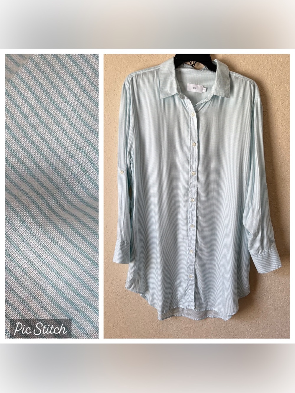 Onia | Women's Striped Nautical 100% Viscose Lightweight Button Down Shirt Dress